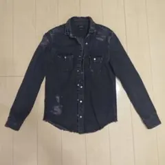 ZARA メンズ 厚手ダメージデニムシャツのサムネイル