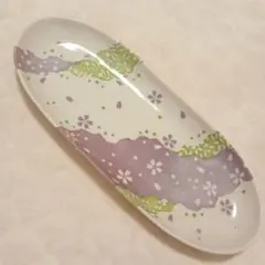 桜柄　楕円皿　夢二