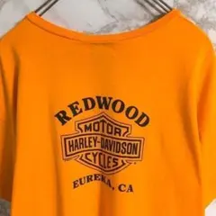 【９０ｓＵＳＡ製】ハーレーダビッドソン　両面プリント半袖Ｔシャツ　イエロー系ＸＬ