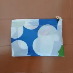 大容量　エコバッグ 青と白の花柄 マリメッコ柄　折り畳み式