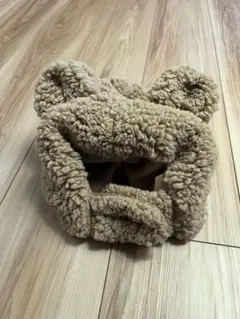 ベビー用フリース帽子 クマ耳付き ベージュ
