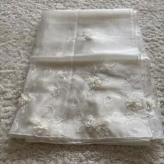 刺繍入りホワイトシフォンストール