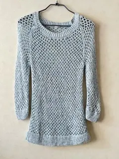 GAPメッシュ編みセーター ライトブルー