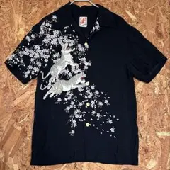 ピンクハウス】和柄 うさぎ 桜 半袖 アロハシャツ 吉祥 スミクロ 美品 