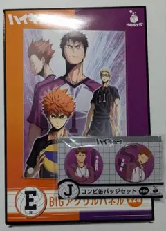 ハイキュー!!　ハッピーくじ　アクリルパネル　缶バッジ　日向　月島　牛島　天童