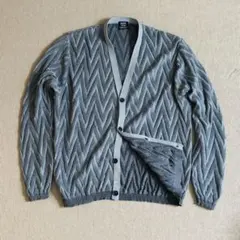 SHIPS カーディガン 総柄　幾何学模様　ウォッシャブル　ニット　日本製　L