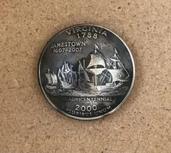 アメリカ　25セント コンチョ バージニア　2000 帆船
