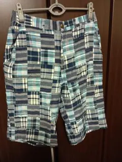 良品！チャップス CHAPS マドラスパッチワークハーフパンツ サイズМ ブルーのサムネイル
