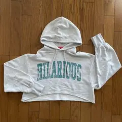 レピピアルマリオ　M 150 パーカー　ショート丈　グレー　ダメージ加工風ロゴ