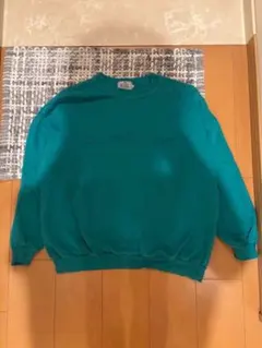 ヴィンテージ スウェット XL 刺繍ロゴ エメラルドグリーン 希少