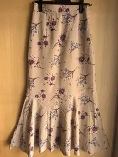美品★fifth 小花柄 マーメイドスカート M ベージュ 大人可愛い