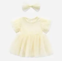 ヘアバンド付き ベビードレス サイズ70 イエロー