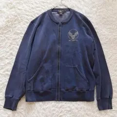 ダブルアールエル RRL スウェットフルジップブルゾン L ネイビー 胸ロゴのサムネイル