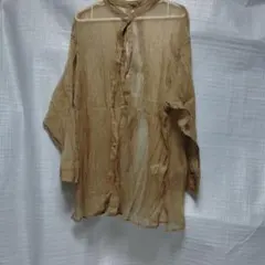 GU 透け感 ベージュ 長袖シャツ XXL