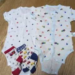 ミキハウス　ロンパース2着　70（靴下2足つき）