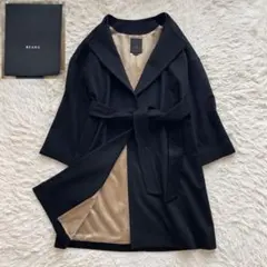 未使用級 BEAMS EFFE カシミヤ100 ロングコート 微光沢ゴールド 黒のサムネイル