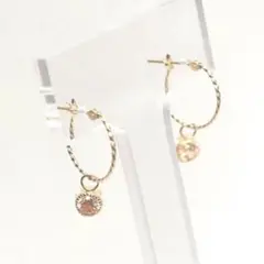 バイカラー チェーンフープ ピアス | K10YG レッド cuicui - メルカリ