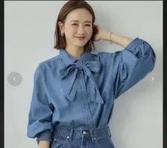 mysa closet デニム ボウタイ ブラウス