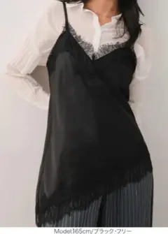サテンレースキャミトップス [C7792]　ブラックのサムネイル