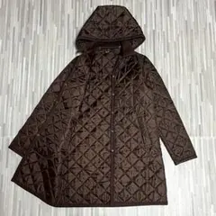ラベンハム キルティングコート Aライン フード着脱可 ダークブラウン 38 M