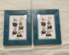 新品未使用　フォトフレーム 2個セット　青　ブルー　ウッド　西海岸
