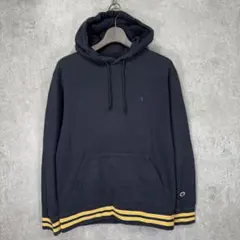 ◎Champion ロゴ刺繍 スウェット パーカー フーディー L ネイビー