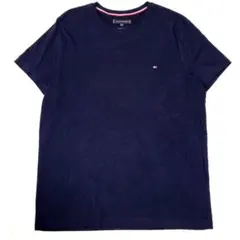 美品✨️トミーヒルフィガー Tシャツ ワンポイント刺繍ロゴ 紺XXLビッグサイズ