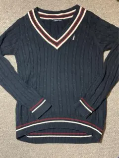 【美品】イーストボーイ　ケーブル編み　ライン入りニットセーター