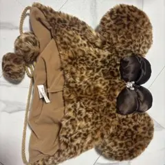 ディズニーランド・シー 耳付きファー帽子 ヒョウ柄ファンキャップ