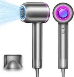 ドライヤー 大風量 高風速 静電気除去 マグネット式ノズル付 グレー