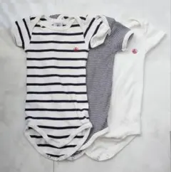 プチバトー ボディスーツ 6m 3枚セット ロンパース