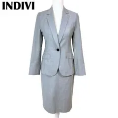 【美品】INDIVI スカートセットアップ スーツ 36/38 グレー　春夏