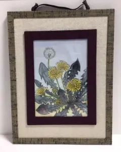 墨彩画 絵画 和服リフォーム額 タンポポ 蒲公英 たんぽぽ 花 絵 イラスト