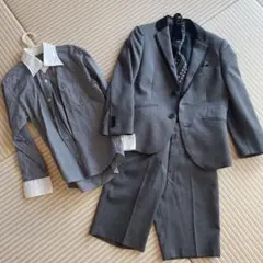 即発送します！フォーマルスーツ ネクタイ付き 120cmグレー。カラーシャツ付