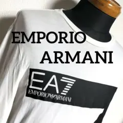 cq31 EMPORIO ARMANI 長袖カットソー 白 ビッグロゴ メンズS