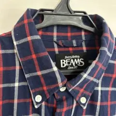 BEAMS チェックシャツ ボタンダウン ネイビーのサムネイル