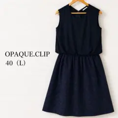 OPAQUE.CLIP 40 L ドッキングワンピース ネイビー 花柄刺繍