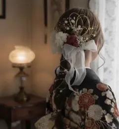 ホワイトリボンヘアアクセサリー　18点　成人式　振袖　卒業式　袴　髪飾り　結婚式