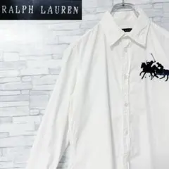 【レア】刺繍ダブルポニー ラルフローレン 長袖シャツ ブラウス ホワイト Mのサムネイル