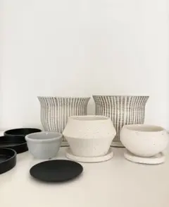 植木鉢 ポット 5点セット＋受け皿4枚