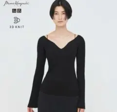 【未使用に近い】マメクロゴウチユニクロ3D リブセーター ブラック