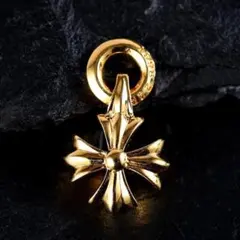 24K エクストラブラックジルコニアトリプルクロストップ ゴールド 