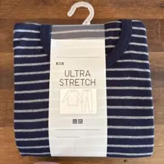 ウルトラストレッチ ワッフルセット　長袖　ネイビー/ストライプ M UNIQLO