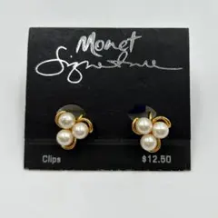 最終値下　極美品 Monet ゴールドトーン パール調 クリップ式 イヤリングのサムネイル