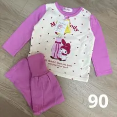 しまむら 산리오 마이멜로디 腹巻き付き キルトパジャマ 上下セット 90