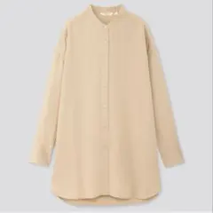 【タグ付き】GU リネンブレンドバンドカラーシャツ
