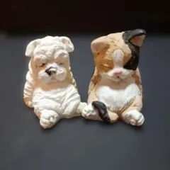 犬と猫のミニチュア置物 2体セット
