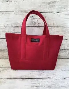トートバッグ　ミニトート　ハンドメイド　赤　お散歩バック