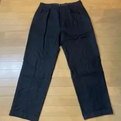 黒リネン ツータック100%ラルフローレンリネンパンツビンテージ