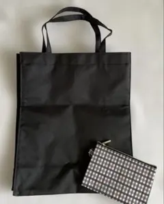 Aquascutum ブラック トートバッグ&ミニポーチセット